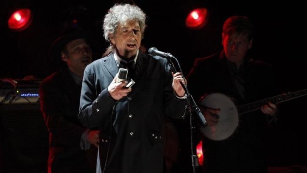 Bob Dylan performing in Los Angeles in 2012. 