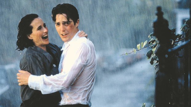 Andie MacDowell and Hugh Grant in <i>Four Weddings and a Funeral</i>.
