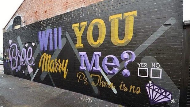 The creative marriage proposal in Mary Street.