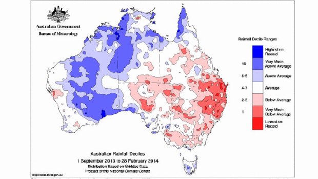 Australia's dry east and wet west over the past half year.