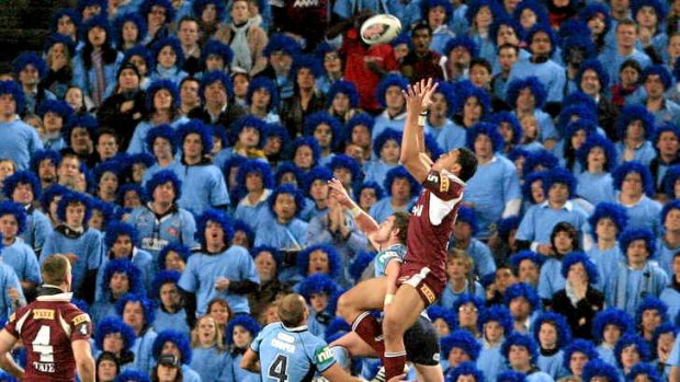 Iconic moment: Folau flies high to take a bomb in the 2008 series.