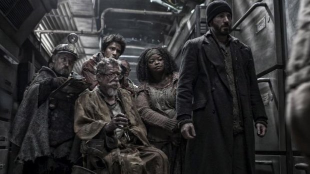 Well trained: John Hurt, centre front, Octavia Spencer, second from right and Chris Evans, right, in <i>Snowpiercer</i>.