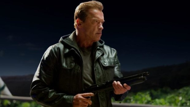 Terminator time: Arnold Schwarzenegger returns as an "ageing" cyborg in <i>Terminator Genisys</i>.