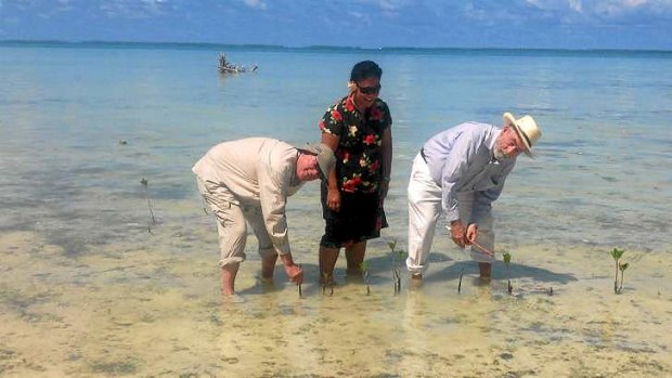 Judges Michael Finnane, left, and John O'Meally in Kiribati.
