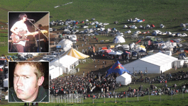 The Blueprint Festival in full swing, (top) Bertie Blackman on stage, (bottom) Tristan Gray.