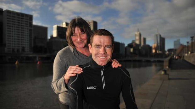 Helen Cocks and her son, Cadel Evans, in Melbourne earlier this year.