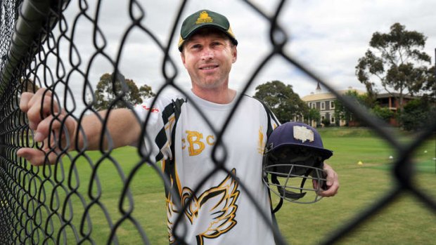 Former Victorian cricketer Clinton Peake in the nets at St Joseph's Cricket Club last weekend.