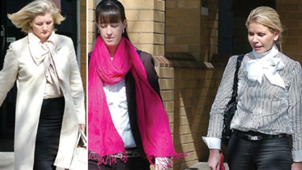 Harassed and afraid for her safety ... Sally-Anne Walker, left, and  Stephanie Young and Clementine Cuneo leave a court hearing in Orange.