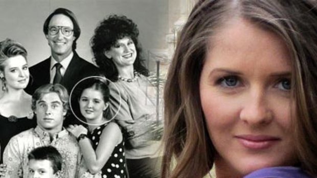 Sarah Monohan, pictured on her website, and with some of  the cast of Hey Dad as a young girl.