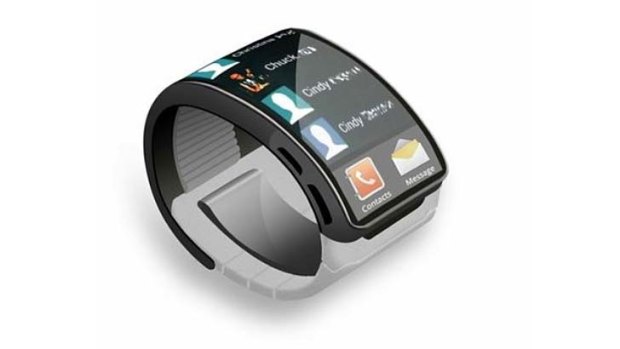 An artist's concept of the Samsung Galaxy Gear smart watch.