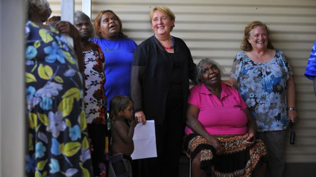 Indigenous Affairs Minister Jenny Macklin during a visit in 2010 to the Aboriginal community Pukatja in central Australia.