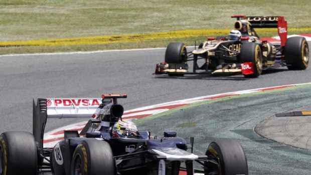 Taking his turn &#8230; Pastor Maldonado on his way to winning the Spanish Grand Prix, which was Williams' first victory since Brazil in 2004.