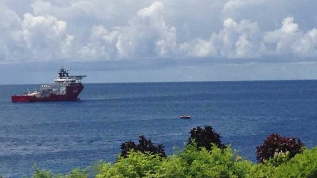 Off to the whaling conflict? ACV Ocean Protector off Christmas Island.