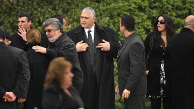Mick Gatto was among mourners today at the funeral of alleged mafia boss Rosario Gangemi.