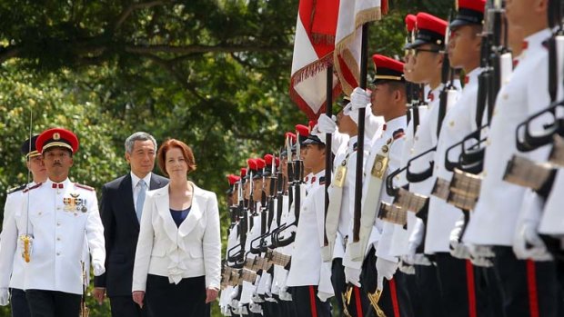 Julia Gillard with Singapore's Prime Minister.
