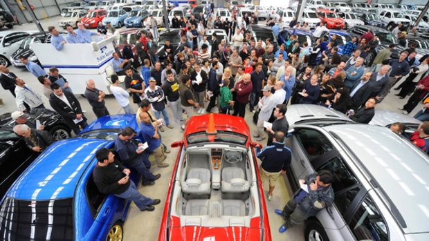 Prestige marque: A crowd turns up for Pickles' luxury car auction in Sunshine this week.