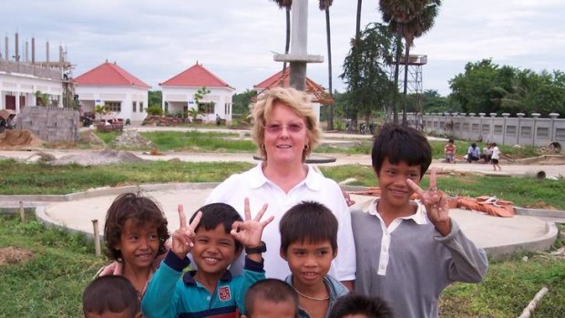 Jenny McAuley in Cambodia where she has helped open an orphanage.