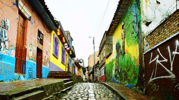 Revival ... street scenes in the colourful La Candelaria colonial quarter.