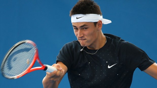 Down and out . . . Bernard Tomic has been knocked out of the Brisbane International.