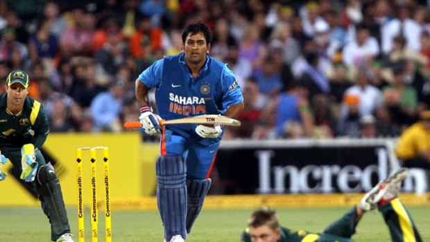 Taking charge ... MS Dhoni.