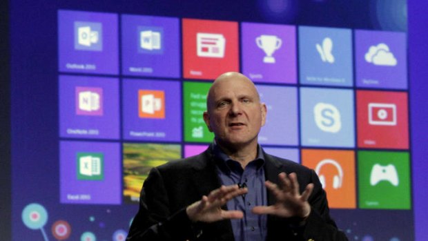 Microsoft CEO Steve Ballmer launches Microsoft Windows 8 in New York last week.