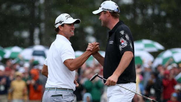 Marc Leishman with Adam Scott at the US Masters.