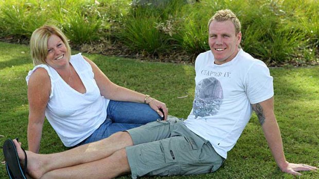 Mum knows best ... Panthers lock Luke Lewis with his mother Sharon Robinson.
