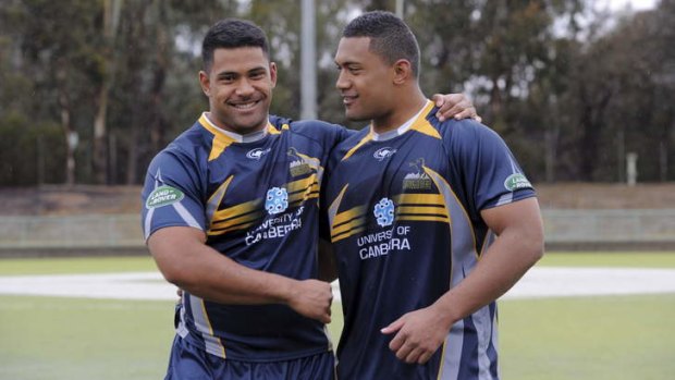 Brumbies player Scott Sio, left, and his younger brother Patrick, who will be training with the squad in pre-season.