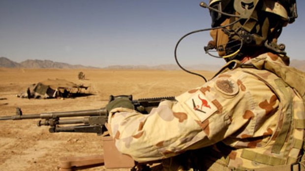 An Australian soldier on patrol in Afghanistan's Oruzgan Province.