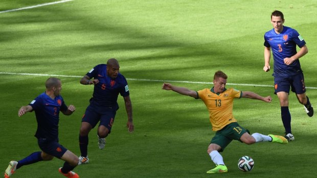 Bright future: Oliver Bozanic showed authority and composure on the ball when he replaced veteran Mark Bresciano for the last 35 minutes against the Dutch.