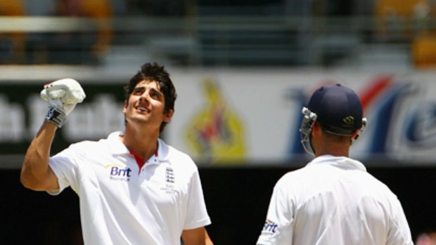Alastair Cook looks skyward after reaching his double century.