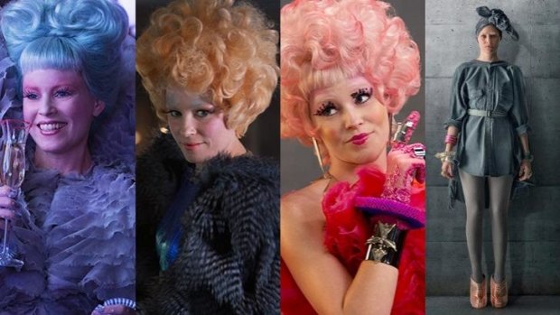 Before and after: Colourful character Effie gets a drab makeover as she joins District 13 in <i>Mockingjay</i>.