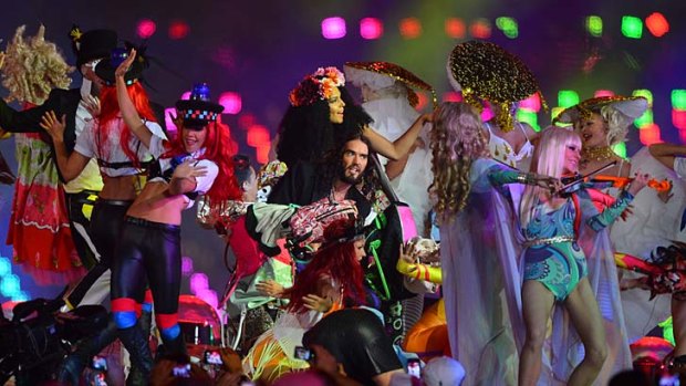 It's all over now &#8230; comedian Russell Brand performs at the closing ceremony.