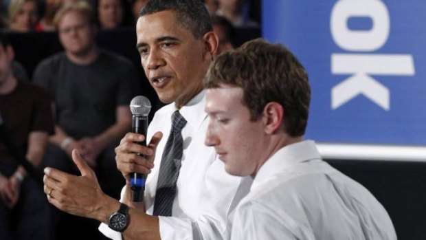 US President Barack Obama and Facebook CEO Mark Zuckerberg together in 2011. 