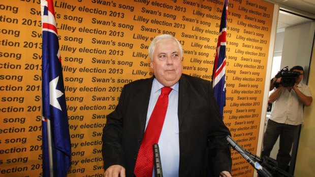 Clive Palmer at his press conference in Brisbane yesterday.