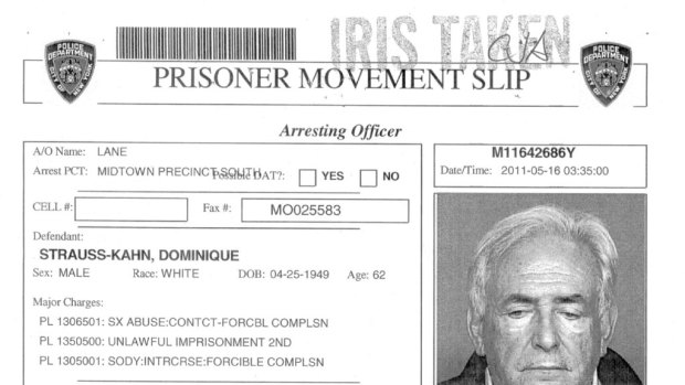 In the system ... prison paperwork on Mr Strauss-Kahn.