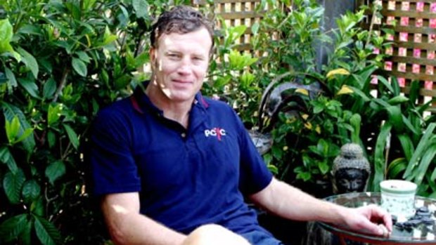 James Dack in the backyard of his Paddington home in 2004.