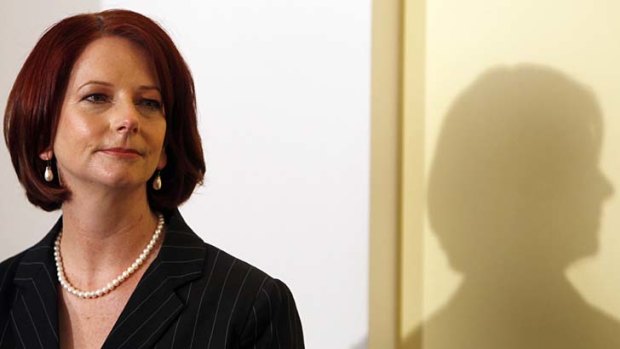 Australia's Prime Minister Julia Gillard waits to make a speech.