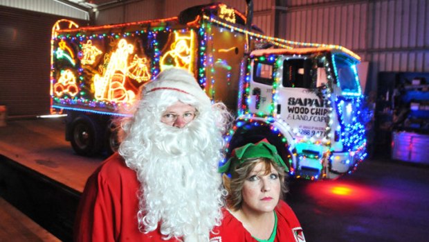 Scott Ryan and Suzanne Barnard from Sapar have been forced to take their Christmas truck off the road after being fined on Saturday night.