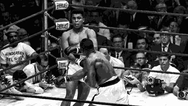 Legends collide: Cassius Clay and Sonny Liston face off.