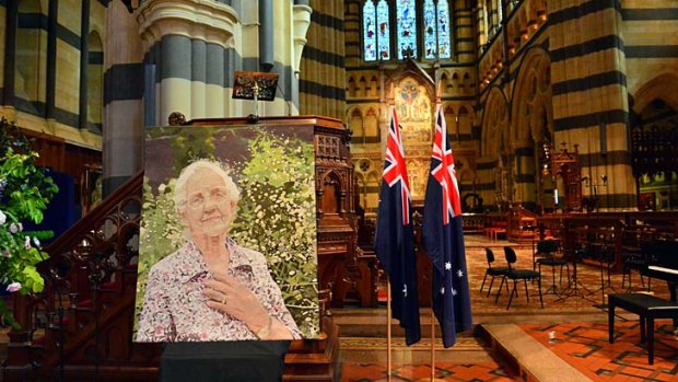 Fondly farewelled ... a portrait of Dame Elisabeth Murdoch inside St Paul's Cathedral, Melbourne.