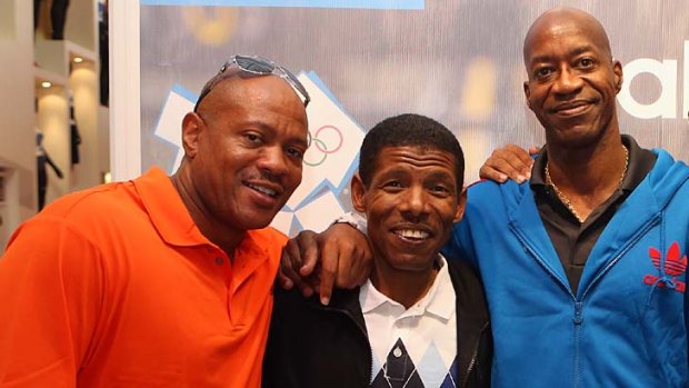 Having their say ... Maurice Greene, left, and Edwin Moses, right, pictured here with Haile Gebrselassie.