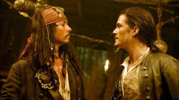 Actors Johnny Depp and Orlando Bloom.