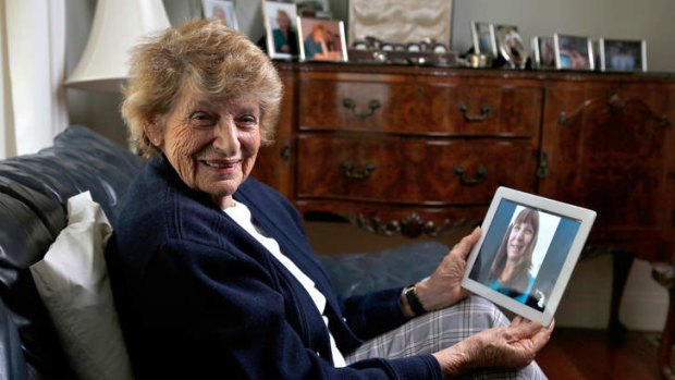 Elizabeth Freeman, 85, who uses her iPad to keep in touch with family interstate and overseas.