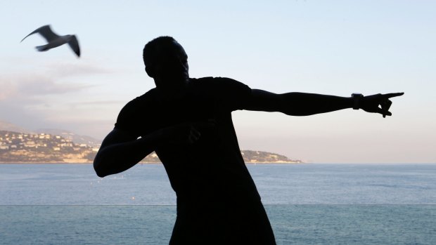 The famous Usain Bolt pose.