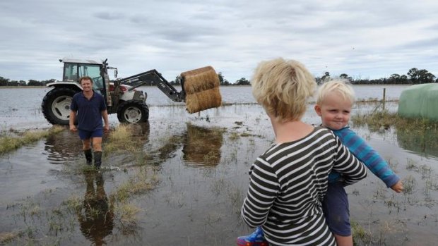 Geoff and Natalie Akers' farm is 60 per cent flooded.