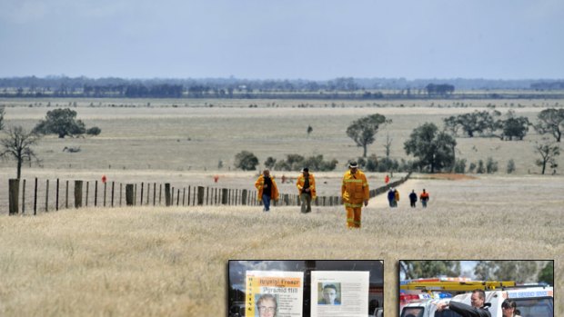 Police and volunteers search for Krystal Fraser near Pyramid Hill in October 2009.