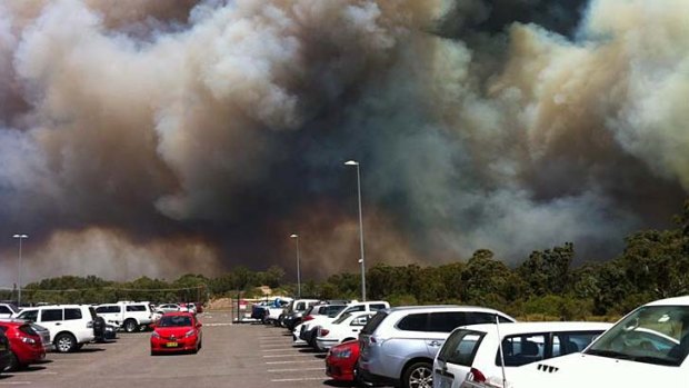 A bushfire near Newcastle airport in the suburb of Williamtown.