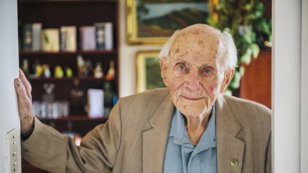Victor Lederer at home on his 100th birthday last October.

