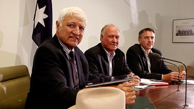 Bob Katter, who has refused to rule out voting for Labor...with fellow independents Tony Windsor and Rob Oakshott.